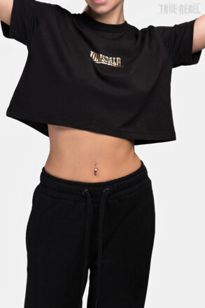 Lonsdale Cropped Shirt Aultbea Black Gold