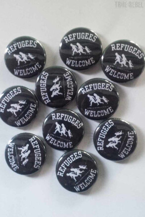 True Rebel Button Refugees Welcome Black