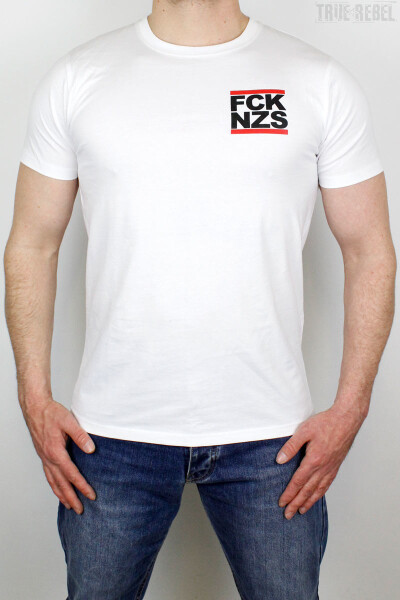 True Rebel T-Shirt FCK NZS Pocket Print White
