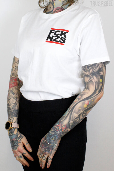 True Rebel T-Shirt FCK NZS Pocket Print White