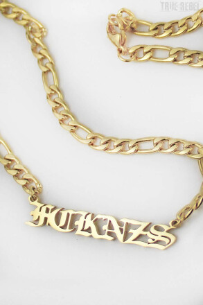 Sixblox. Necklace FCK NZS Golden