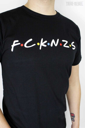 True Rebel T-Shirt FCK NZS Dots Black