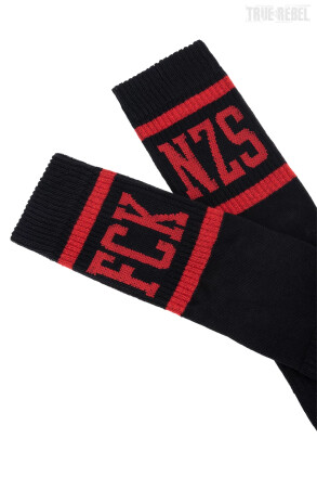 True Rebel Socks FCK NZS Stripes Black Red