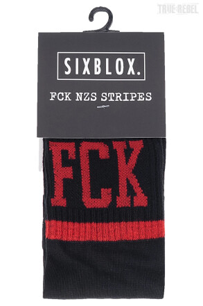 True Rebel Socks FCK NZS Stripes Black Red