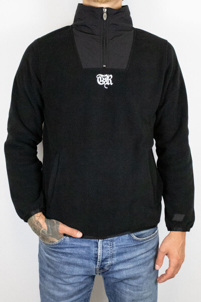 True Rebel Fleece Sweater Quarter Zip Black